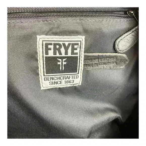 Frye black leather backpack commuter bag travel natural distressed biker school - Picture 7 of 9
